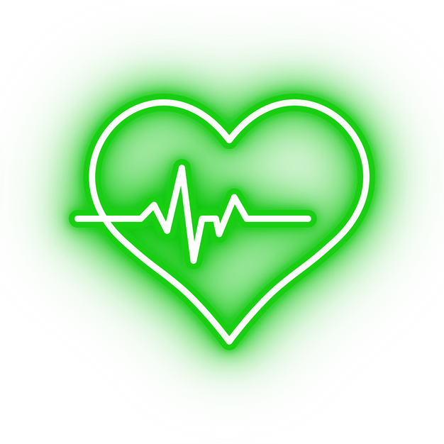 Neon green heart icon